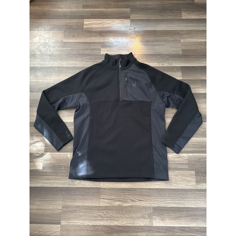Spyder Men’s Long Sleve Black 1/4 Zip Fleece Windbreaker Men’s‎ Size XL